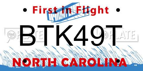 BTK49T North Carolina License Plate