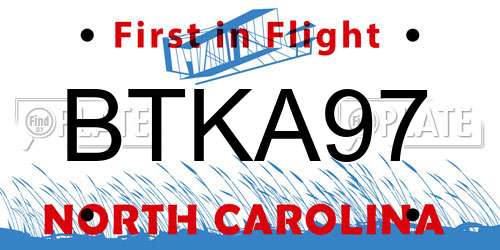 BTKA97 North Carolina License Plate