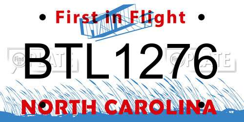 BTL1276 North Carolina License Plate