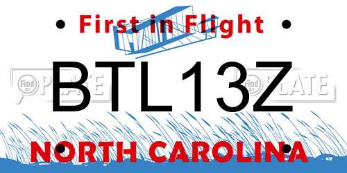 BTL13Z North Carolina License Plate