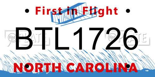 BTL1726 North Carolina License Plate