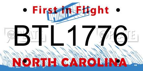 BTL1776 North Carolina License Plate