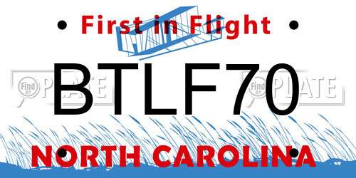 BTLF70 North Carolina License Plate