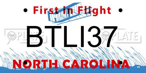 BTLI37 North Carolina License Plate