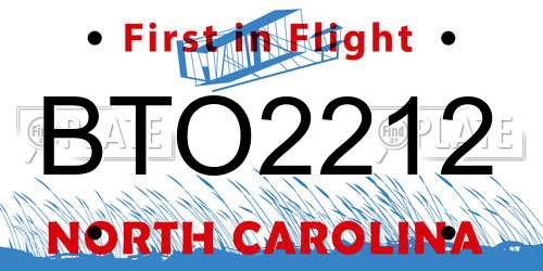 BTO2212 North Carolina License Plate