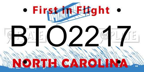 BTO2217 North Carolina License Plate