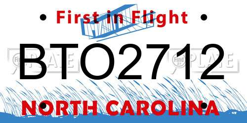 BTO2712 North Carolina License Plate