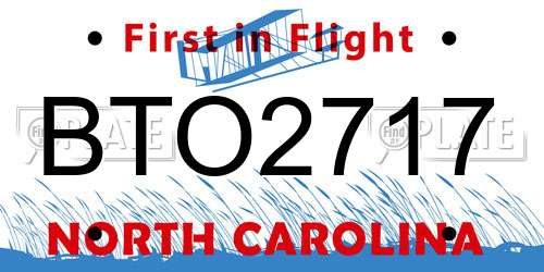 BTO2717 North Carolina License Plate