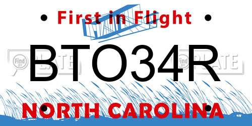 BTO34R North Carolina License Plate