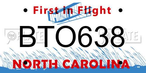 BTO638 North Carolina License Plate
