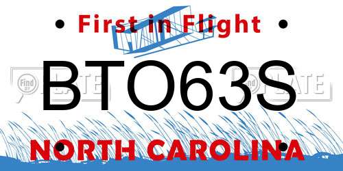 BTO63S North Carolina License Plate