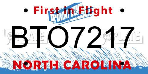 BTO7217 North Carolina License Plate