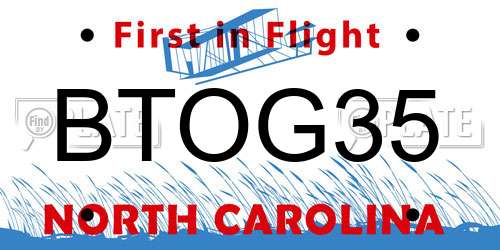 BTOG35 North Carolina License Plate
