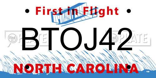 BTOJ42 North Carolina License Plate