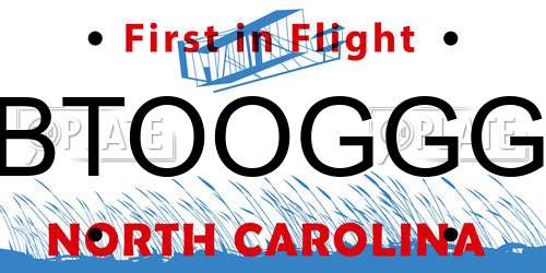 BTOOGGG North Carolina License Plate