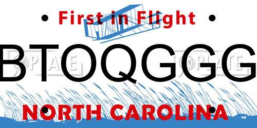 BTOQGGG North Carolina License Plate