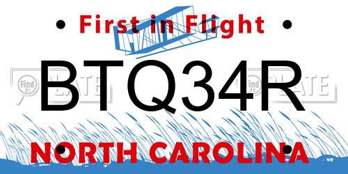 BTQ34R North Carolina License Plate