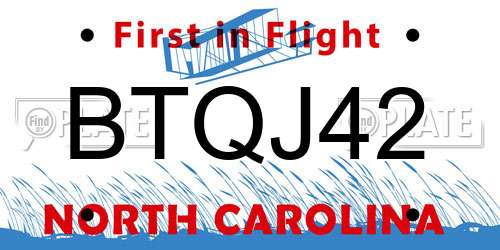 BTQJ42 North Carolina License Plate
