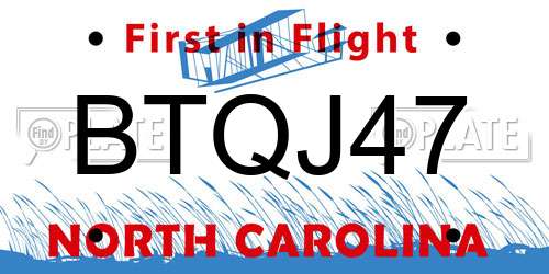 BTQJ47 North Carolina License Plate