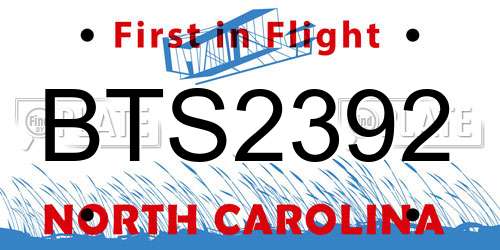 BTS2392 North Carolina License Plate
