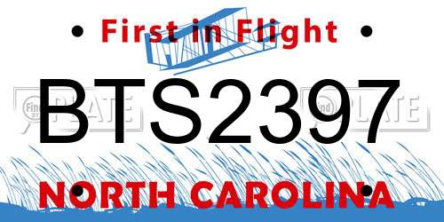 BTS2397 North Carolina License Plate