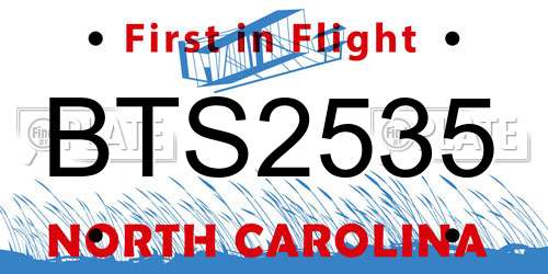 BTS2535 North Carolina License Plate