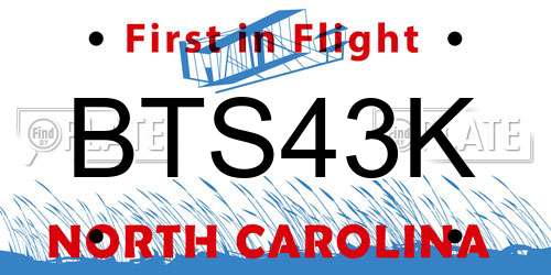 BTS43K North Carolina License Plate