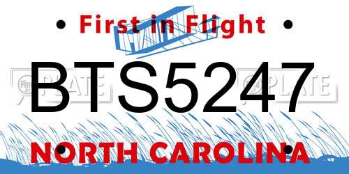 BTS5247 North Carolina License Plate