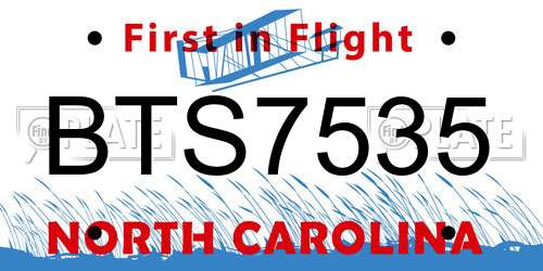 BTS7535 North Carolina License Plate