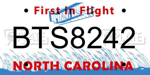 BTS8242 North Carolina License Plate