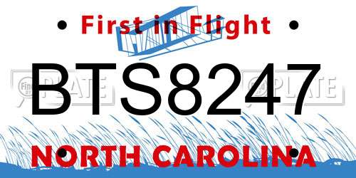 BTS8247 North Carolina License Plate