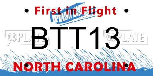 BTT13 North Carolina License Plate