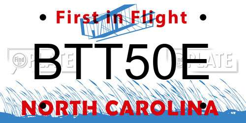 BTT50E North Carolina License Plate