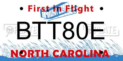BTT80E North Carolina License Plate
