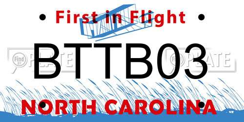 BTTB03 North Carolina License Plate