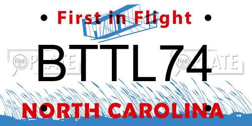 BTTL74 North Carolina License Plate