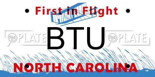 BTU North Carolina License Plate