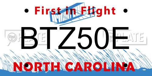 BTZ50E North Carolina License Plate