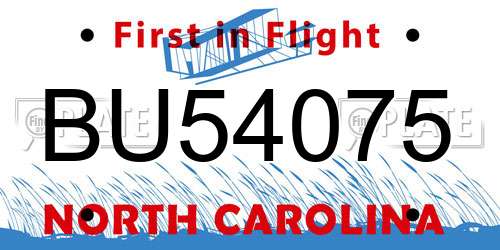 BU54075 North Carolina License Plate