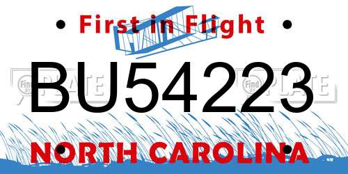 BU54223 North Carolina License Plate