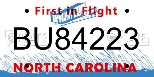BU84223 North Carolina License Plate