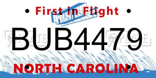BUB4479 North Carolina License Plate