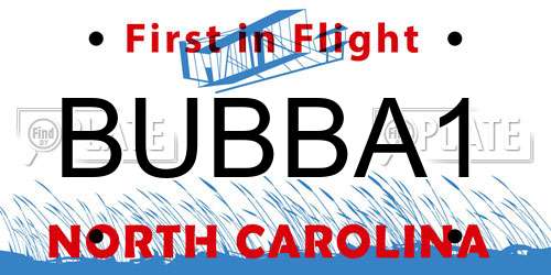 BUBBA1 North Carolina License Plate