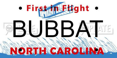BUBBAT North Carolina License Plate