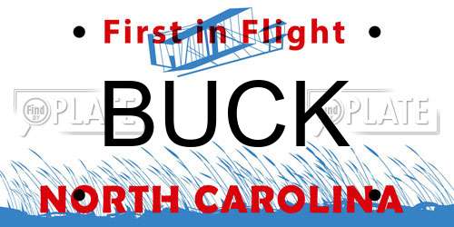BUCK North Carolina License Plate