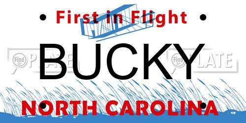BUCKY North Carolina License Plate