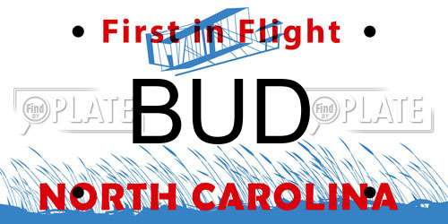 BUD North Carolina License Plate