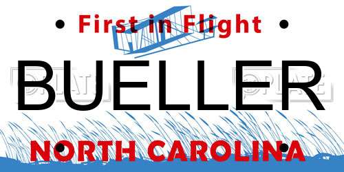 BUELLER North Carolina License Plate