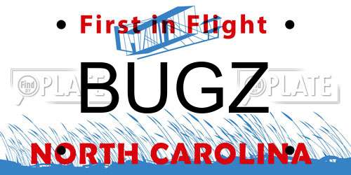 BUGZ North Carolina License Plate