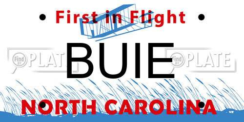 BUIE North Carolina License Plate